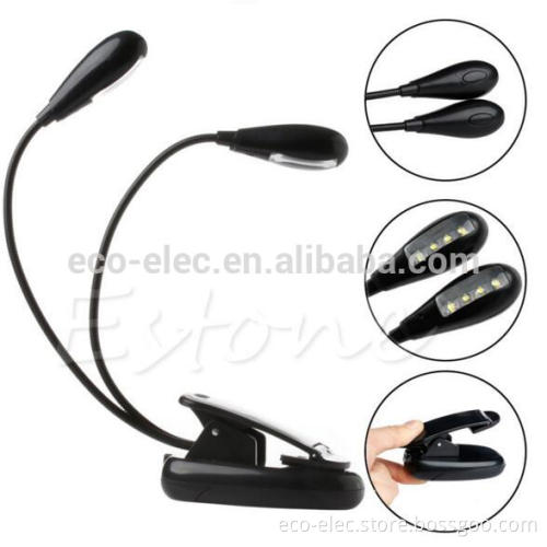 Clip-on Adjustable Dual Arm 8 LED Piano Music Stand Book Light Lamp